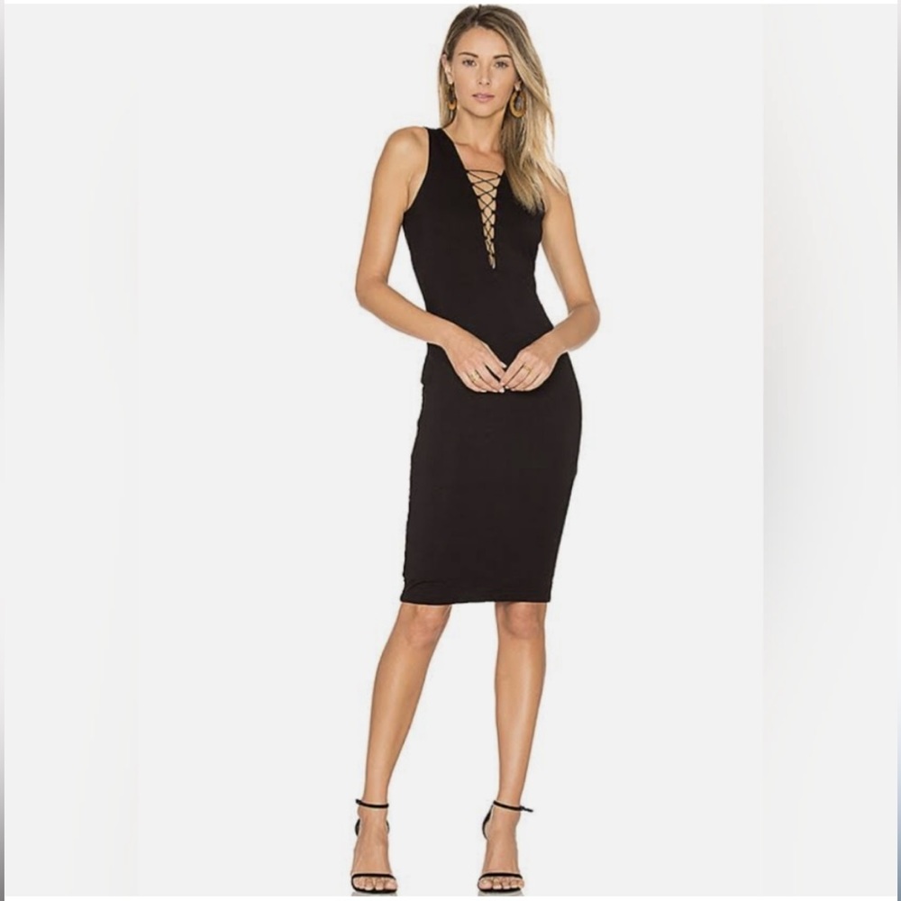 BARDOT little black fitted sleeveless dress crisscross front and back 4/ XS